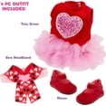 thumbnail image 3 of Dress Along Dolly 3pc Pink Heart 18" Doll Outfit w Hair Bow - American Clothes & Accessories Set Includes Dress, Headband, & Shoes - Gift for KIds & Girls, 3 of 5