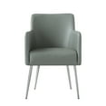 thumbnail image 4 of Inspired Home Donati Leather PU Dining Chair Set of 2 Arm Chair Knob Handle Stainless Steel Legs, Grey, 4 of 9