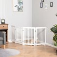 thumbnail image 2 of PawHut 4 Panel Foldable Free Standing Pet Gate with Support Feet, White, 2 of 10