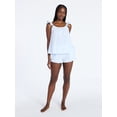 thumbnail image 5 of Joyspun Women's Seersucker Sleep Cami and Shorts Set with Ruffle, 2-Piece, Sizes XS-3X, 5 of 6