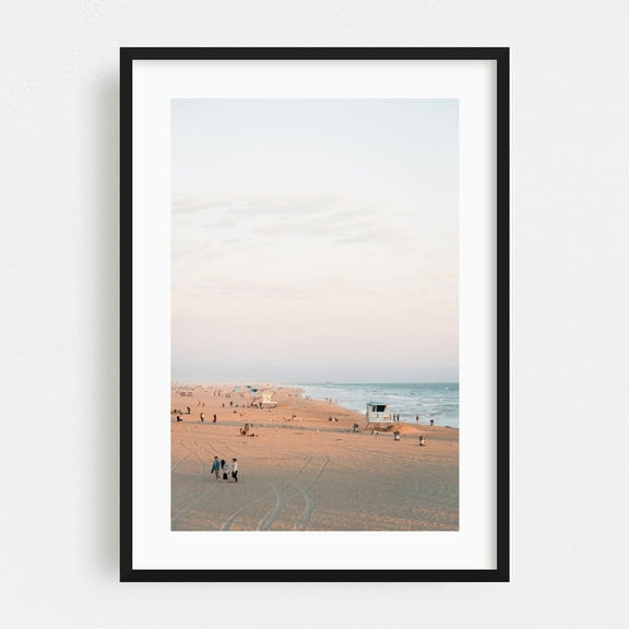 The Beach, Surf City 01 - Huntington Beach California Photography Black Framed Wall Art Print 12 x 18 inches