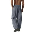thumbnail image 7 of YLSDY Men's Baggy Cargo Pants with Flap Pockets Elastic Waist Workout Joggers Stretch Hiking Drawstring Lounge Trousers Gray S, 7 of 7