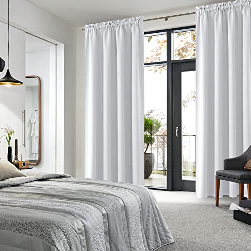 Dwcn White Room Darkening Curtains For Bedroom 60 X 84 Inches Long Energy Saving Privacy Window Ds Set Of 2 Rod Pocket Curtain Panels Com
