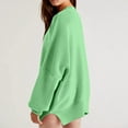 thumbnail image 4 of Duoif Sweaters for Women Trendy Women's Solid Color Fashion Casual Loose Knitted Split Round Neck Pullover Sweater Women's Sweaters Womens Tops Green M, 4 of 7
