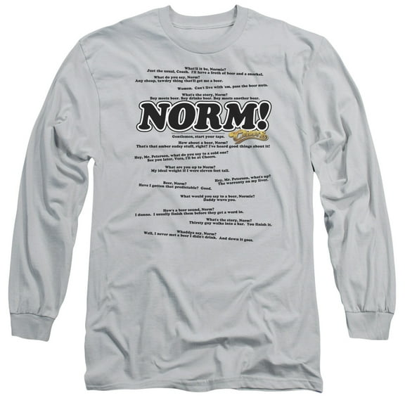 Cheers Normisms Long Sleeve Adult 18/1 T-Shirt Silver