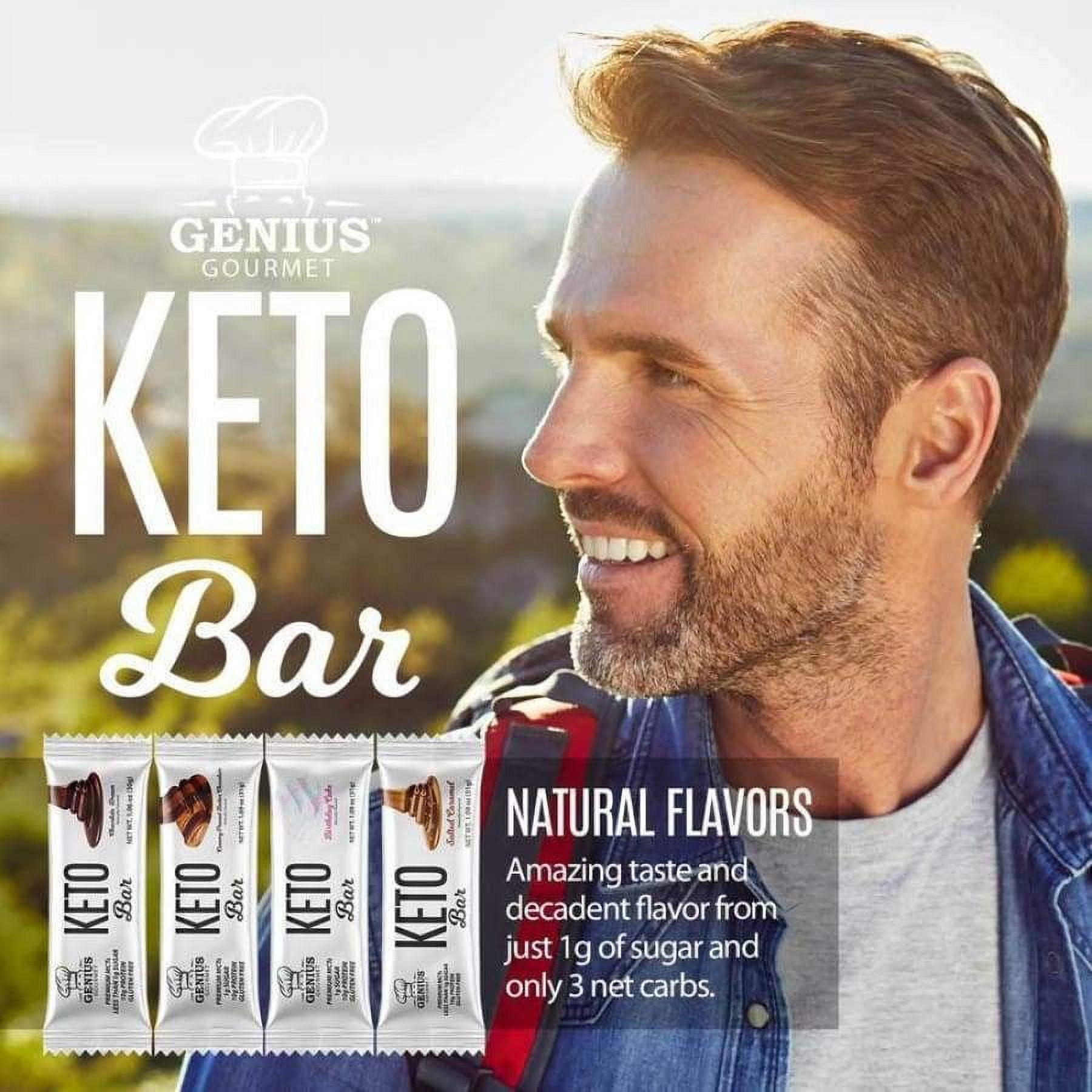 Genius Gourmet Keto Protein & Snack Bars - Salted Caramel (10 Bars)