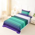 thumbnail image 3 of Castle Fairy Hippie Horizontal Stripe Twin Sheets 3pcs,Boho Thin Line Bedding,Violet Teal Mint,1 Flat Sheet, 1 Fitted Sheet and 1 Pillowcase, 3 of 7