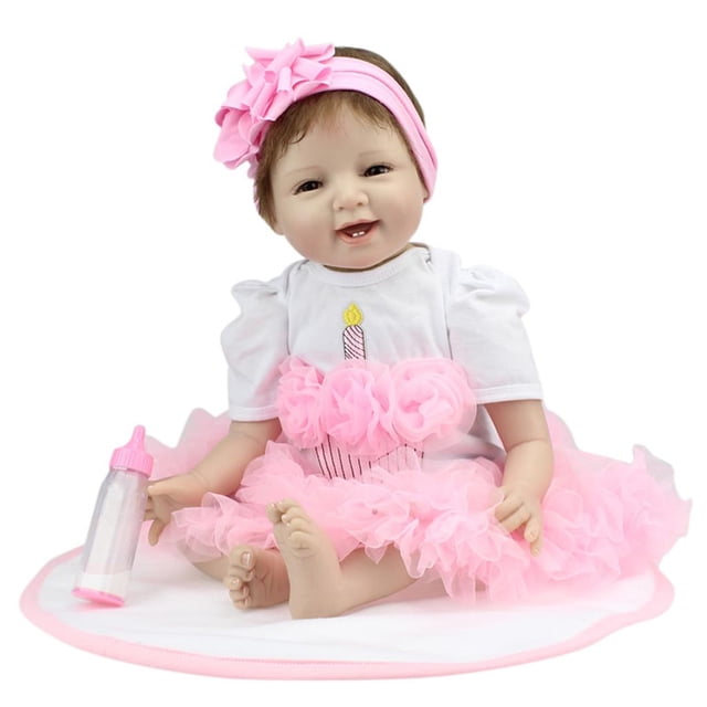 Muñeca de silicona de 55 de recién nacido Juguete de aprendizaje rosa
