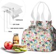 thumbnail image 4 of Pioneer Flower Floral Print Pattern Drawstring Lunch Bag Women - Drawstring Lunch Bag Insulated for Work Office - Stain-Resistant Large Lunchbags for Women with Multi-Pockets, 4 of 6