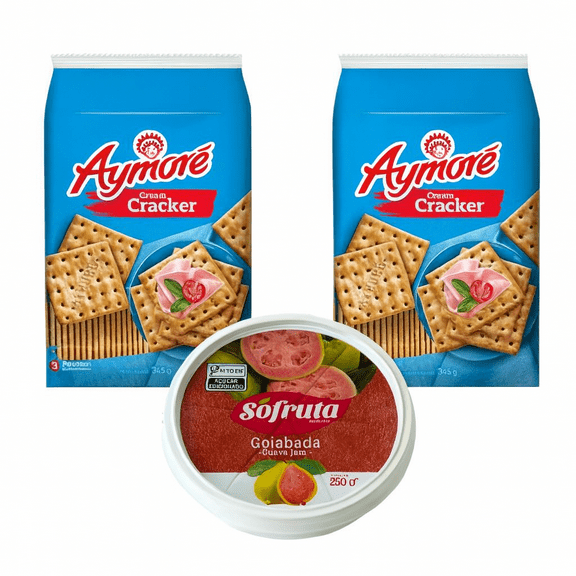 Cream Cracker Aymore 2x12.17 oz   Goiabada Sofruta 8.81 oz Bundle