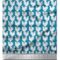 thumbnail image 1 of Soimoi Blue Japan Crepe Satin Fabric Hen Bird Decor Fabric Printed Yard 42 Inch Wide, 1 of 1