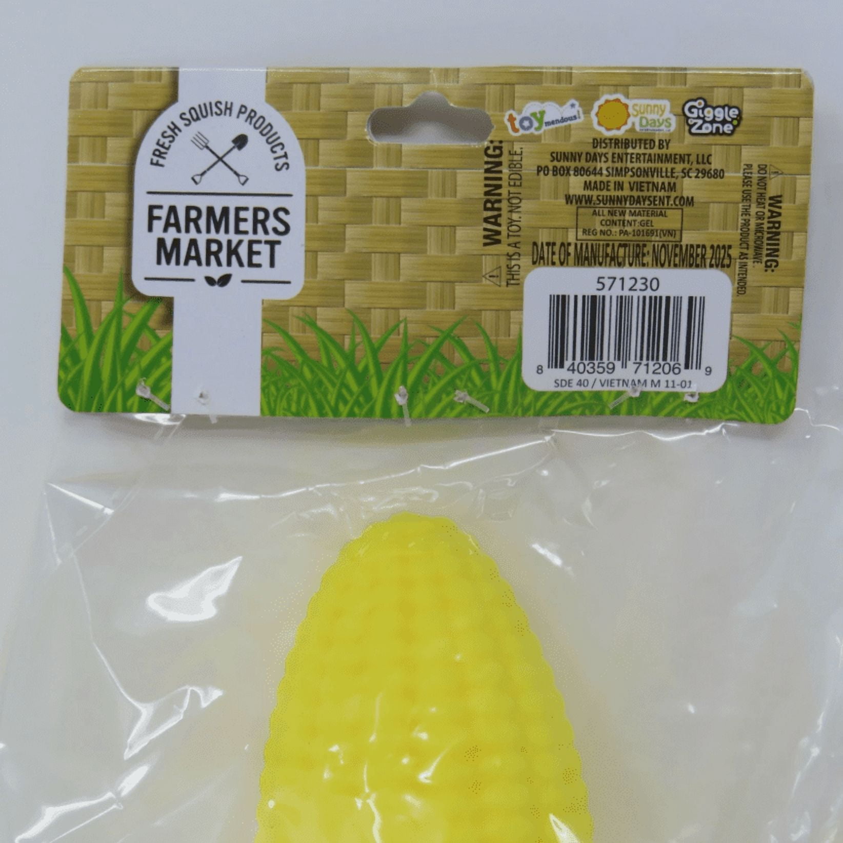 Slow Bouncing Fresh Corn Jumbo Squishy, Farmers Market Photorealistic Food Squishy for Home Office Decor (1 Pc)