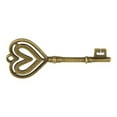thumbnail image 1 of 10 Pcs 2-3/4" antique hollow metal keys with a double heart shaped end. Wholesale priced metal keys that are perfect for craft projects., 1 of 1