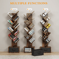 thumbnail image 5 of 9 Tier Tree Bookshelf With Drawer Bookcase, Modern Book Storage, Free Standing Tree Bookcase, Utility Organizer Shelves For Home Office, Living Room, Bedroom, Rustic Brown, 5 of 9