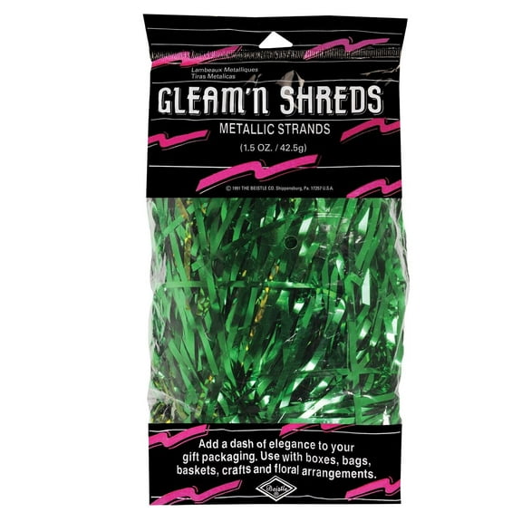 Beistle Gleam 'N Shreds Green Metallic Strands (12 Packages/Case)