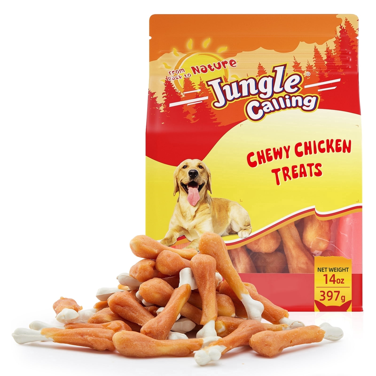 (2 pack) Jungle Calling Chicken Calcium Bone Dog Treats, 14-oz bag