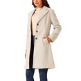 thumbnail image 4 of INSPIRE CHIC Women's Winter Coat Single Breasted Peacoat Notched Lapel Button Down Outerwear Overcoat M Beige, 4 of 6