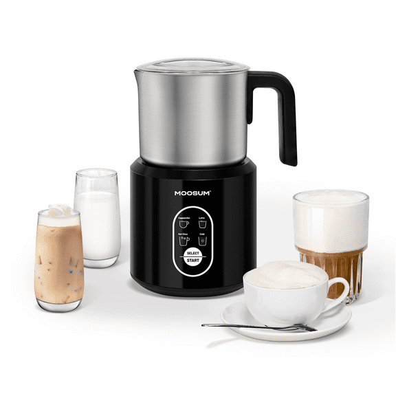 MOOSUM Detachable Milk Frother, Food Grade Stainless Steel 17oz Electric Milk Steamer, Easy Clean with Dishwasher Safe, Automatic Hot/Cold Foam Maker, Hot Chocolate Maker, 120V