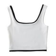 thumbnail image 4 of BLVB Women's Square Neck Crop Tank Tops Slim Color Block Sleeveless Cami Shirts Casual Basic Going out Tops, 4 of 5