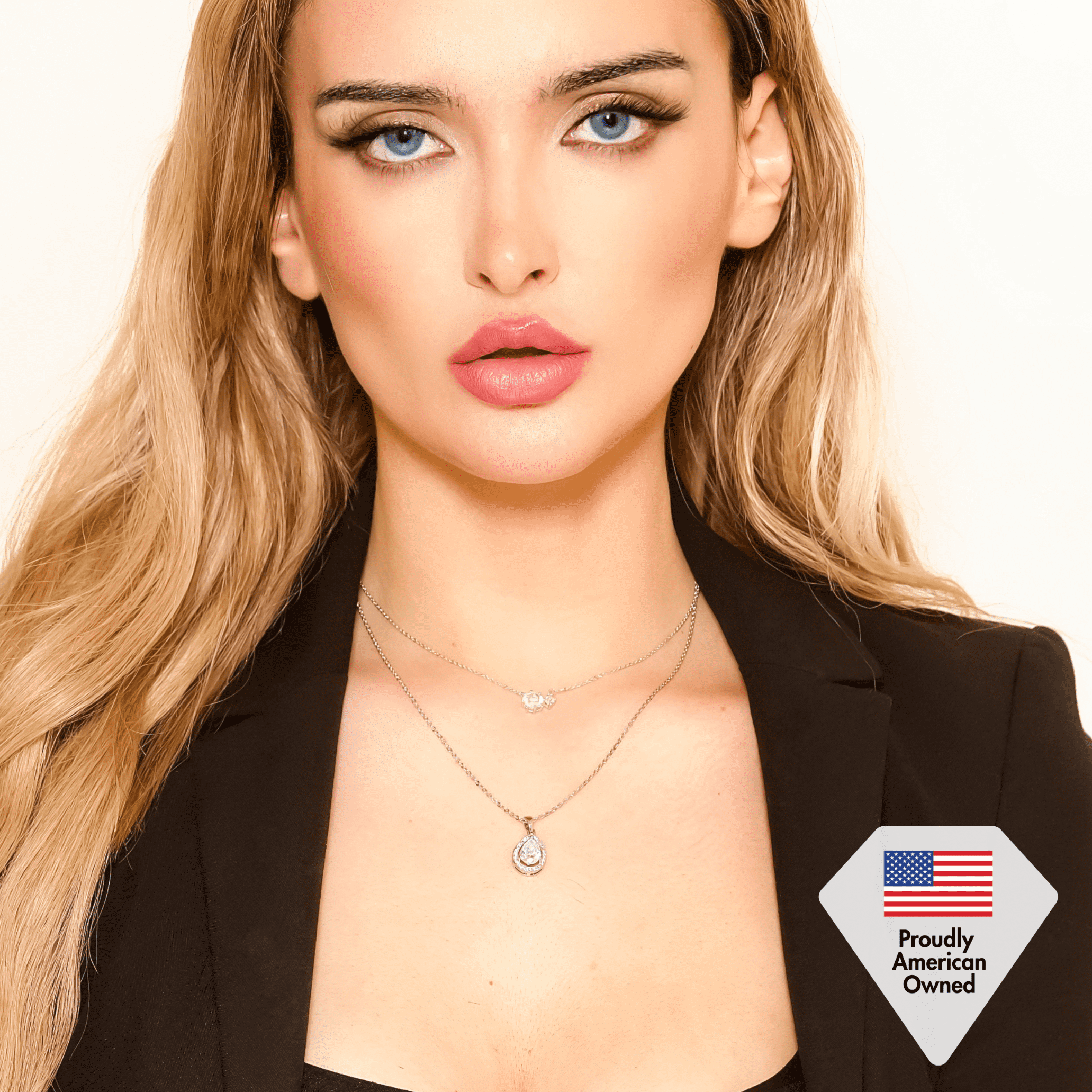 Cate & Chloe Isabel 18k White Gold Plated Pendant Necklace with Simulated Diamond Crystal for Women