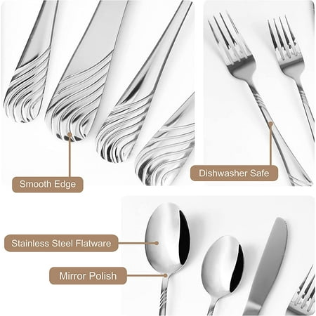 

Silverware Set 20 Piece Stainless Steel Flatware Service for 4 Cutlery Set Utensils for Home Kitchen Restaurant Include Knives