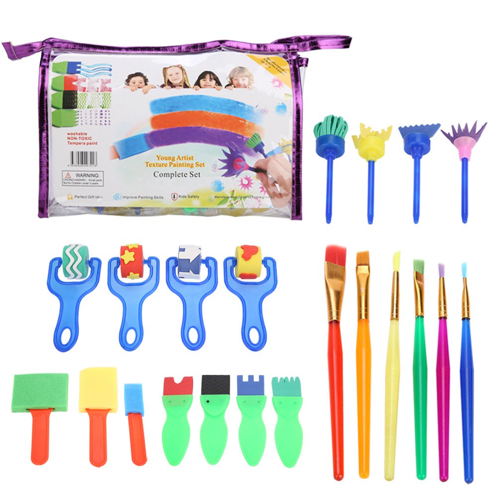 Herwey 26 Pcs Fournitures de Peinture pour Enfants Pinceaux Éponge Pinceau Jouet Outil de Dessin pour Jeu d'Enfant, Peinture pour Enfants, Pinceau de Peinture Herwey 26 Pcs Fournitures de Peinture pour Enfants Pinceaux Éponge Pinceau Jouet Outil de Dessin pour Jeu d'Enfant, Peinture pour Enfants, Pinceau de Peinture