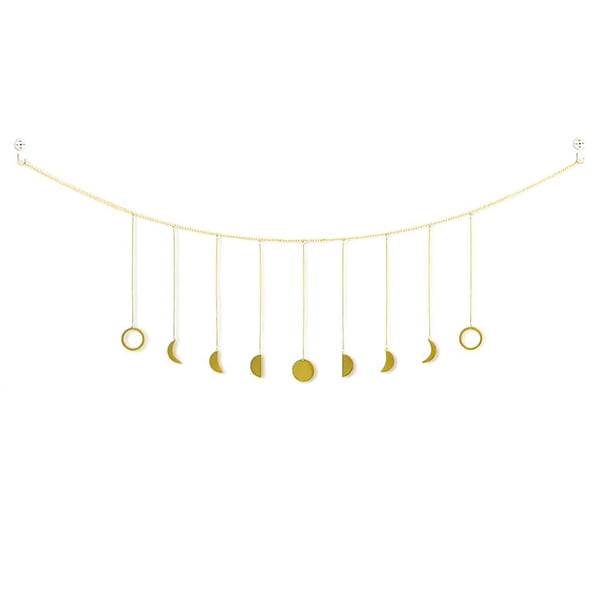 Yuarrent Eclipse lunar Ciclo completo Colgante Fondo Colgante de pared Fase lunar Apartamento de bricolaje Metal dorado Boho Decoración 13 Lunas Decoración del hogar Yuarrent HA024044-00