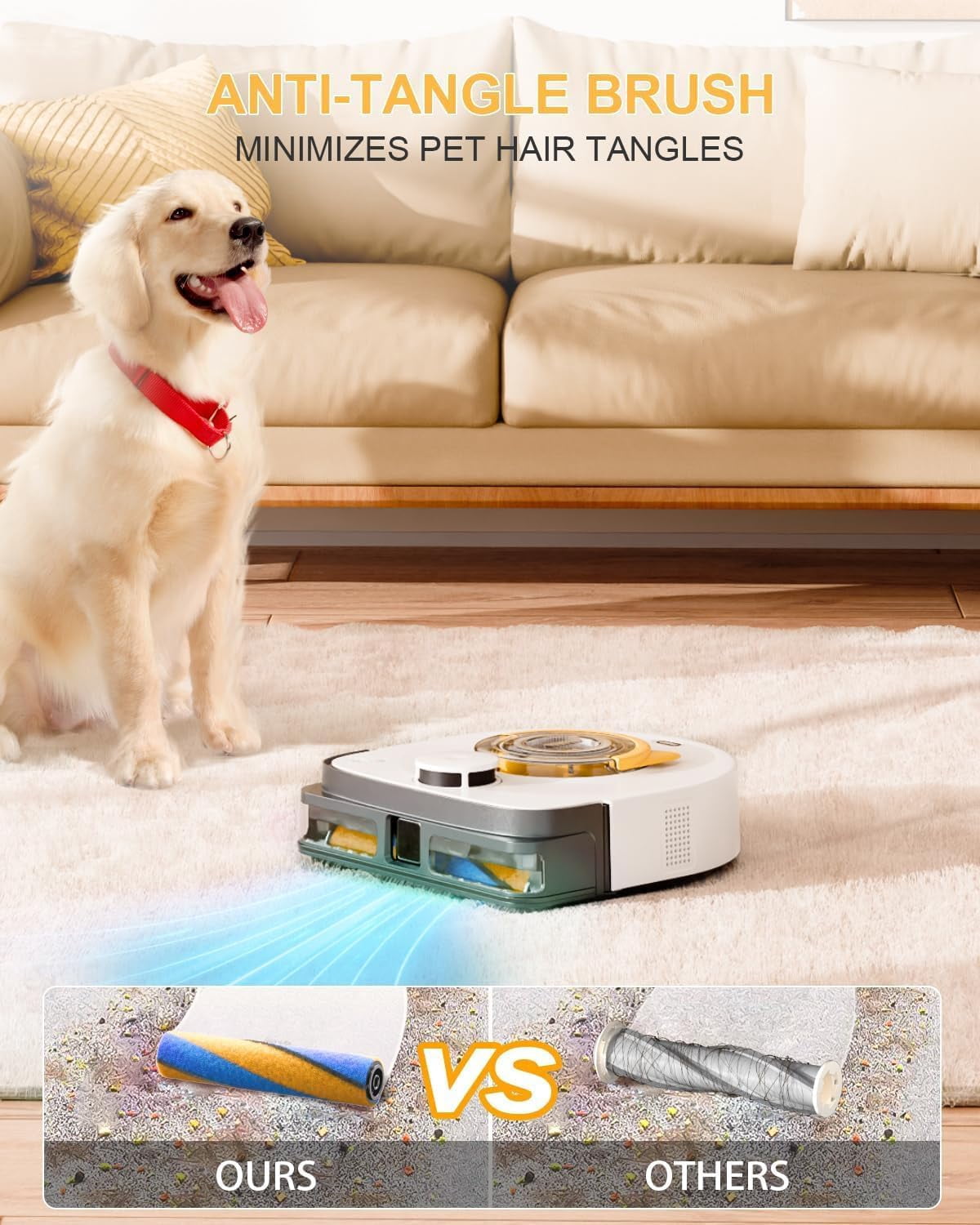 Robot Vacuum with 22,000Pa Ultra-Strong Suction - Automatic Robot Vacuum for Pet Hair & Carpets, Tangle-Free Cleaning, Smart Mapping with LiDAR Navigation, App Controlled