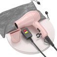 thumbnail image 2 of Mini secador de pelo plegable: secador de pelo ligero de doble voltaje para viajes internacionales, secador de pelo de color rosa compacto de 1200 W con concentrador y bolsa de viaje (rosa claro), 2 of 7