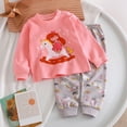 thumbnail image 2 of Toddler Girls Pajama Sets Round Neck Long Sleeve Cartoon Trojan Horse Little Girl Printing Tops Pants Set Kids Girls Soft Comfortable Sleepwear Home Wear Outfit Sets，2 Piece,12 -18 Months, 2 of 4