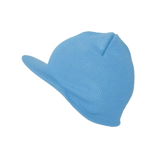 New Winter Cuffless Beanie Visor, Sky Blue
