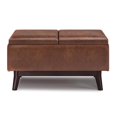 thumbnail image 3 of Owen 34 in. W Table Storage Ottoman in Distressed Saddle Brown Faux Leather, 3 of 9