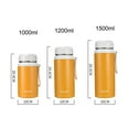 thumbnail image 4 of Opolski Leak-proof 1000/1200/1500ml Water Bottle Leak-Proof Wide Mouth 304 Stainless Steel Large Capacity Tumbler Flask Mug for Sports, 4 of 7