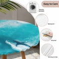 thumbnail image 3 of Teal Blue Ocean Shark Round Tablecloth for 36-44 Inch Tables, Fitted Table Cover with Elastic Edge, Coastal Wave Summer Beach Waterproof Outdoor Table Cloth Protector for Patio Garden Dinner Picnic, 3 of 9