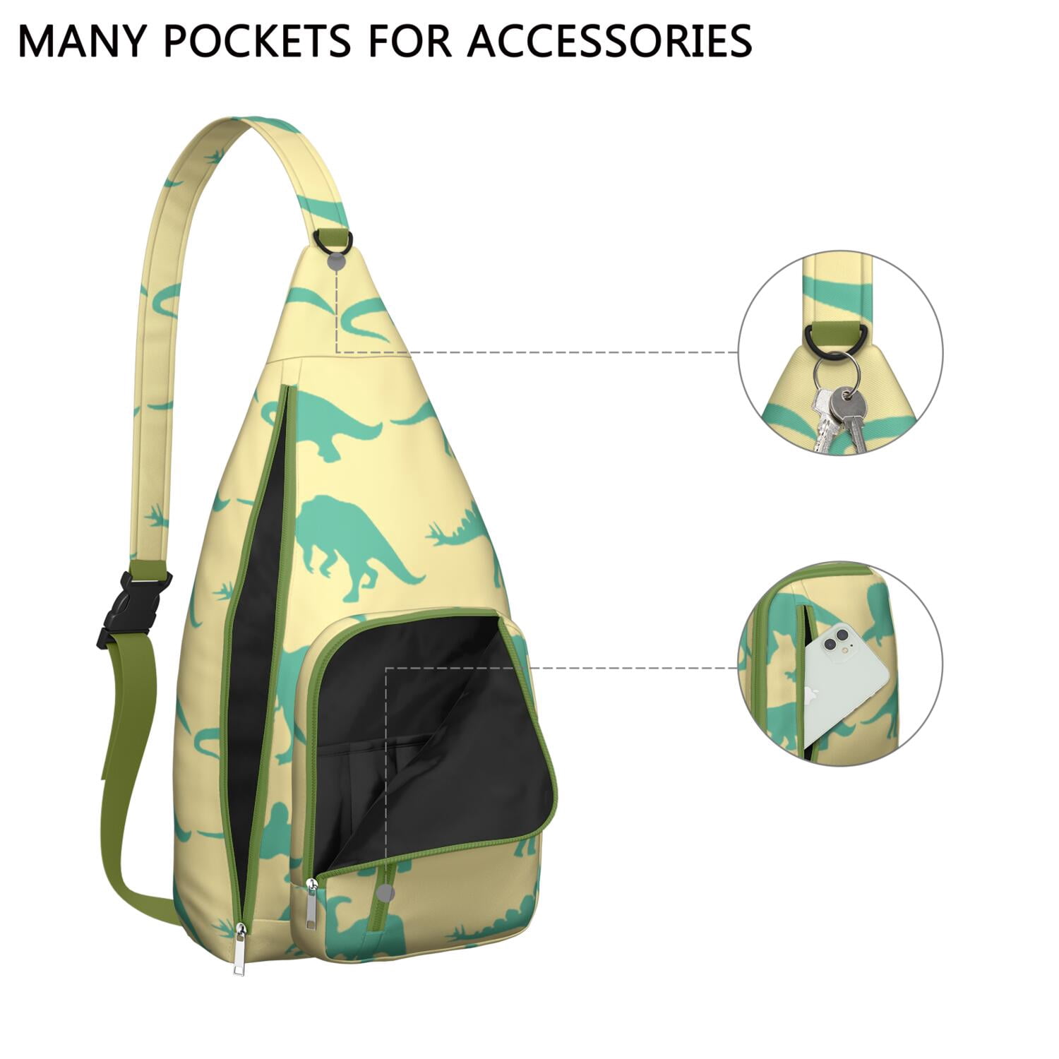 Retro Dinosaur Print Sling Backpack – Lightweight Crossbody Bag for Hiking, Travel & Daily Adventures
