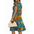 thumbnail image 4 of UVN Womens Summer Dresses Short Petal Sleeve Crew Neck Midi Sundress for Women A-Line Flowy Dress with Pocket, 4 of 8