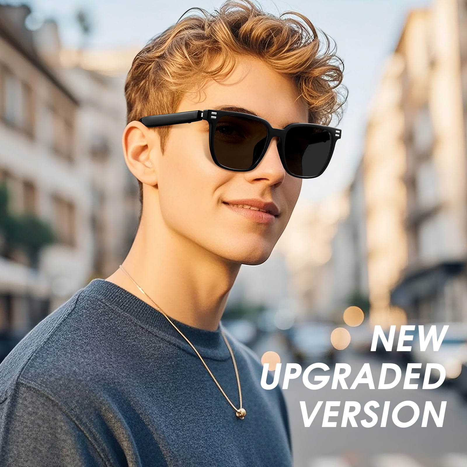 Ai Smart Glasses for Men&Women-Bluetooth Music Sunglasses-Anti-Blue Light Audio Eyewear with Music Play/Hands-Free Calling,Multifunctional Headphones Glasses  for Working&Driving