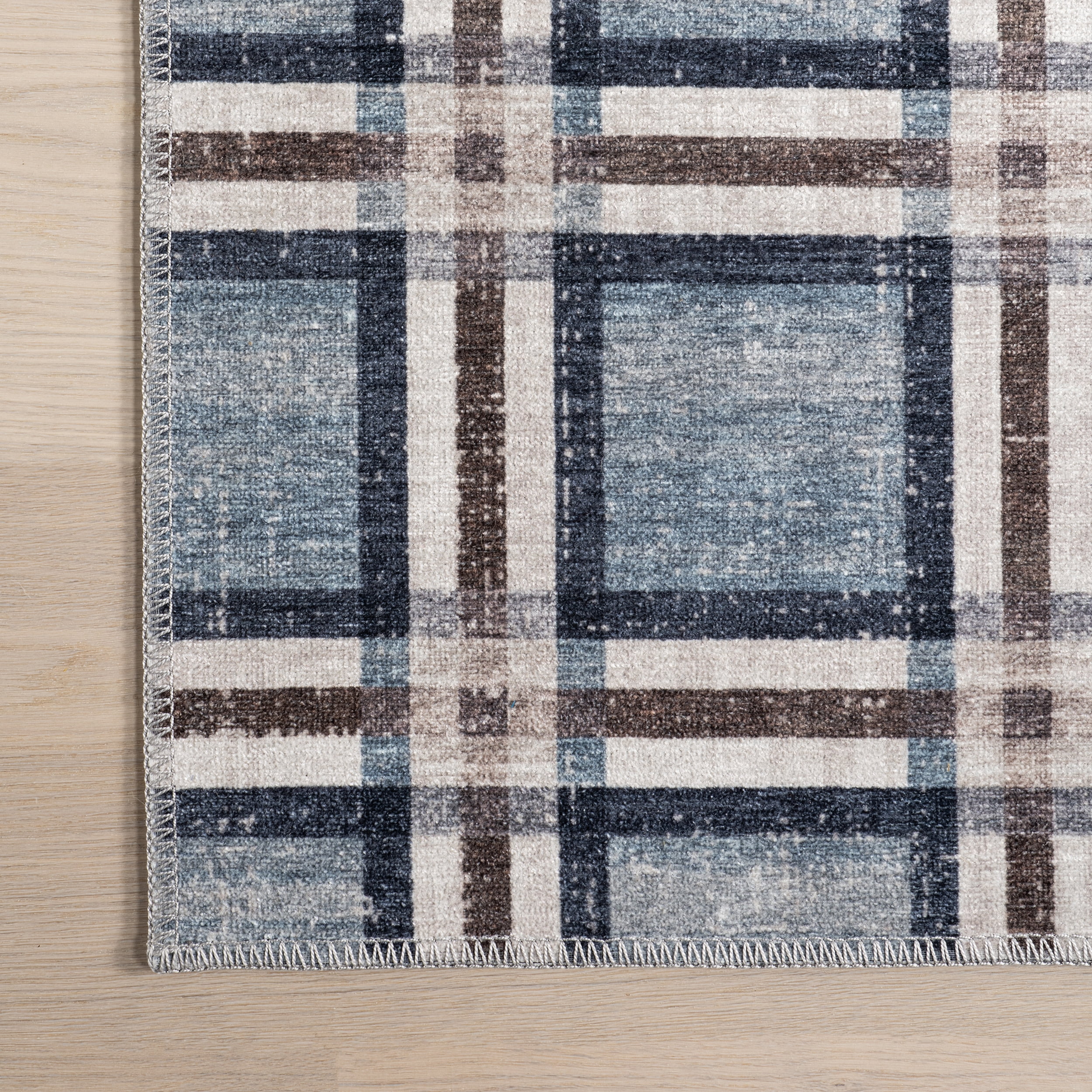 nuLOOM Steph Windowpane Plaid Machine Washable Area Rug, 7' 10" x 10', Blue