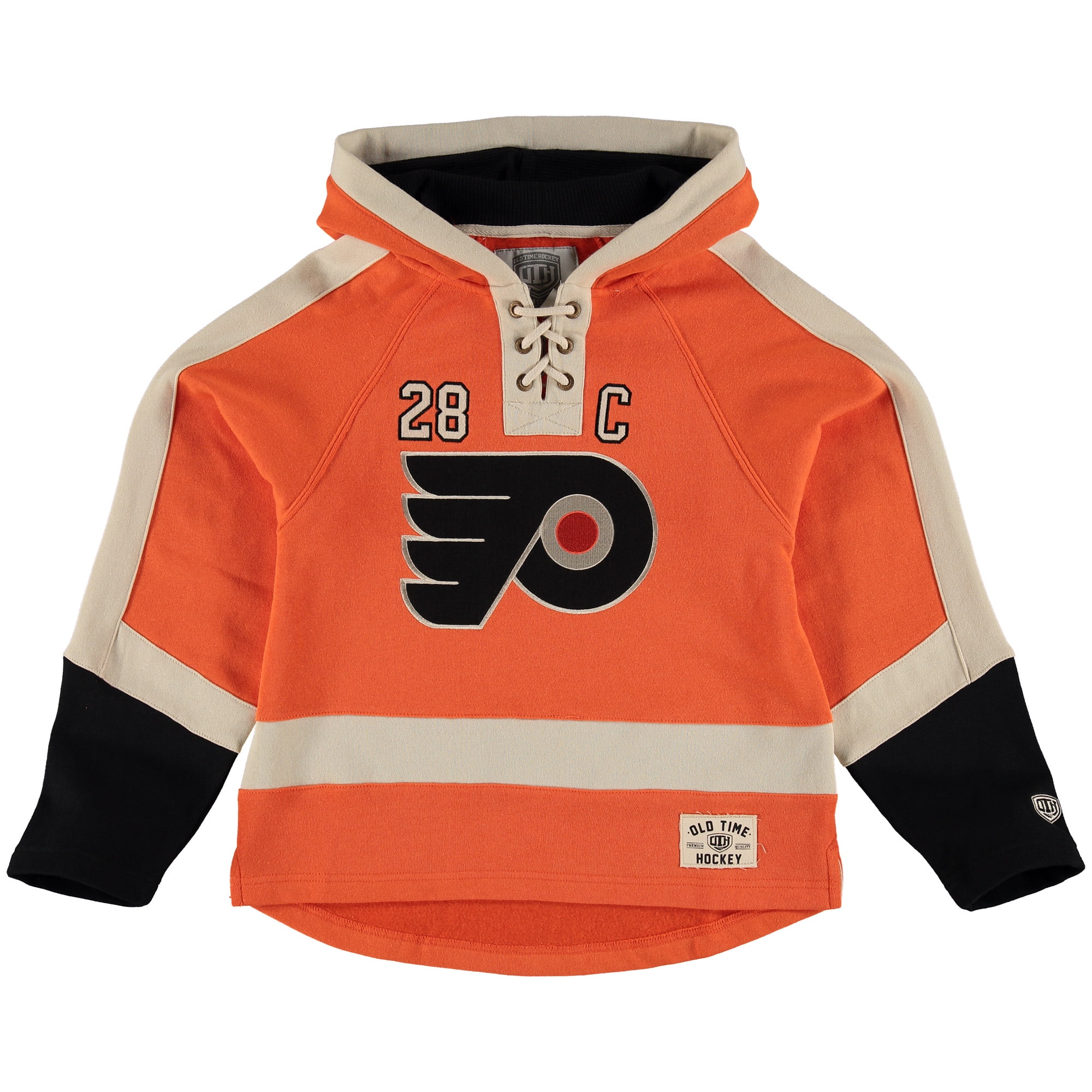 Claude Giroux Philadelphia Flyers Old Time Hockey Youth Current Player Lacer Name & Number Pullover Hoodie Orange by Old Time Hockey