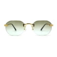 thumbnail image 3 of Art Nouveau Luxury 90s Rimless OG Oval Sunglasses Gold Brown Green Gradient, 3 of 4