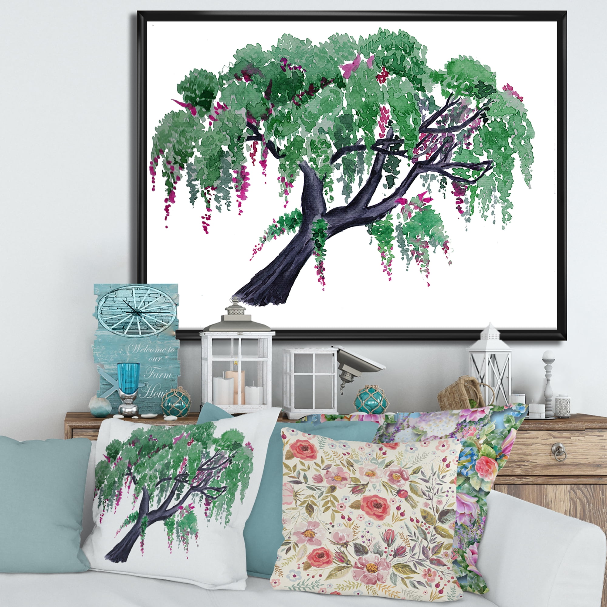 Designart 'A Lonely Tree of Wisteria' Traditional Framed Canvas Wall Art Print