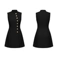 thumbnail image 4 of QUNYINEY Mini Casual Dresses for Women Work Summer Sleeveless Black A Line Dress Office Loose Fit Mock Neck Button Down Dresses, 4 of 7