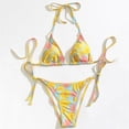 thumbnail image 3 of Aayomet Bathing Suit for Women 2 Piece Bikini Floral Print String Triangle Bikini Sets (Yellow, L), 3 of 5
