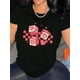 thumbnail image 1 of Camiseta Para Mujer De Verano Para Uso Diario, Viajes, DesplazamientosCreative Pink Heart Dice Pattern Printed Women'S Fashion Trendy Round Neck Short Sleeve, Simple Casual Sports T-Shirt, Comfortab, 1 of 7