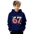 thumbnail image 2 of 67 Print Pullover Hoodie, Soft Casual Sweatshirt for Girls and Boys, Everyday Play and Comfort Wear,Navy 110, 2 of 5