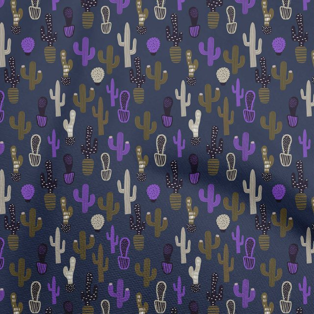 oneOone Cotton Poplin Blue Fabric Cactus Sewing Craft Projects Fabric Prints By Yard 56 Inch Wide