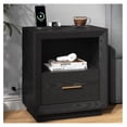 thumbnail image 3 of Nightstand with Charging Station, Bedside Table with Drawer & USB, Black, 3 of 9