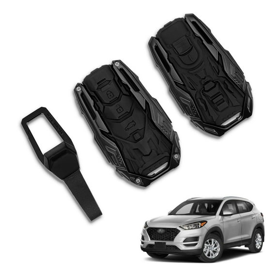 Rugged Zinc Alloy Metal Protective Cover with Secure Keychain for Toyota Key Fob Highlander RAV4 Camry C-HR Corolla Avalon Prius 2018-2024 Models