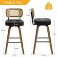 thumbnail image 6 of ANMINY Swivel Counter Height Bar Stools, Set of 1, Upholstered Faux Leather Barstools with Rattan Back, 29" Seat Height Bar Chairs for Kitchen Island, Bentwood Wood Frame, 6 of 11