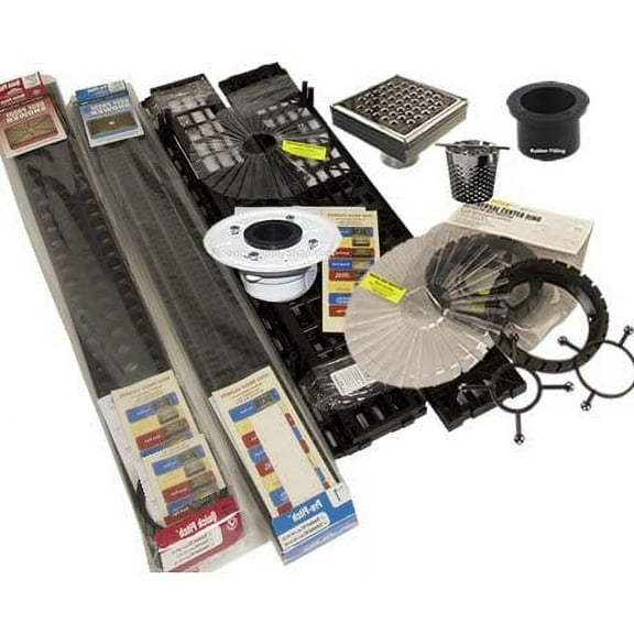 Quick Pitch with SereneDrains Square Drain Shower Floor Kit - Bathtub Side Drain Size Kit